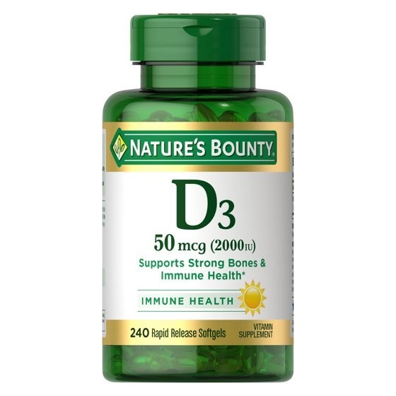 Nature’s Bounty Vitamin D3 5000 IU Softgels for Bone & Immune Support 240 Count