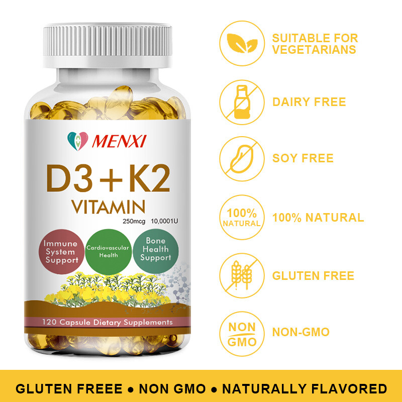 Vitamin D3 10,000IU and K2 MK-7 250mcg -120-480 Capsules-Immune Support Wellness