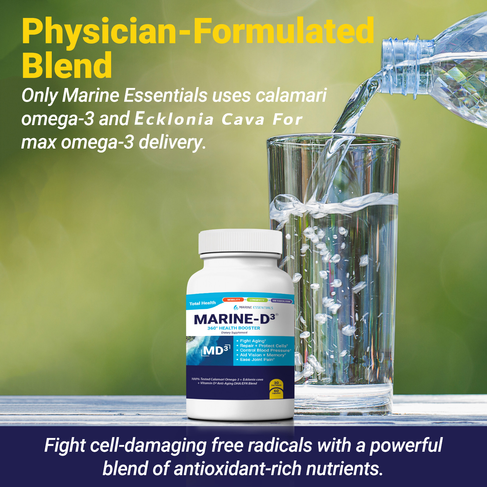 Marine Essentials | Marine-D3 | Anti-Aging | Omega-3 | 4 Bottles (240 Capsules)