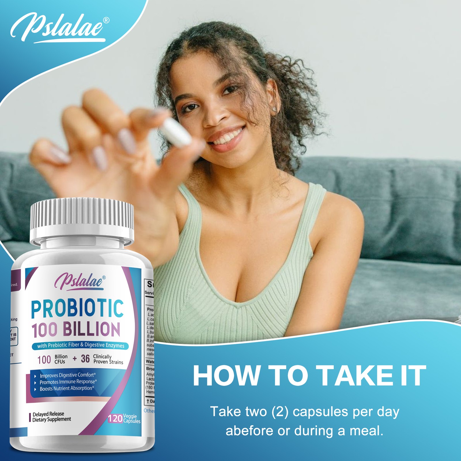 Probiotic 100 Billion – Gut Health,Relieve Gas and Bloating – Prebiotics,Enzymes