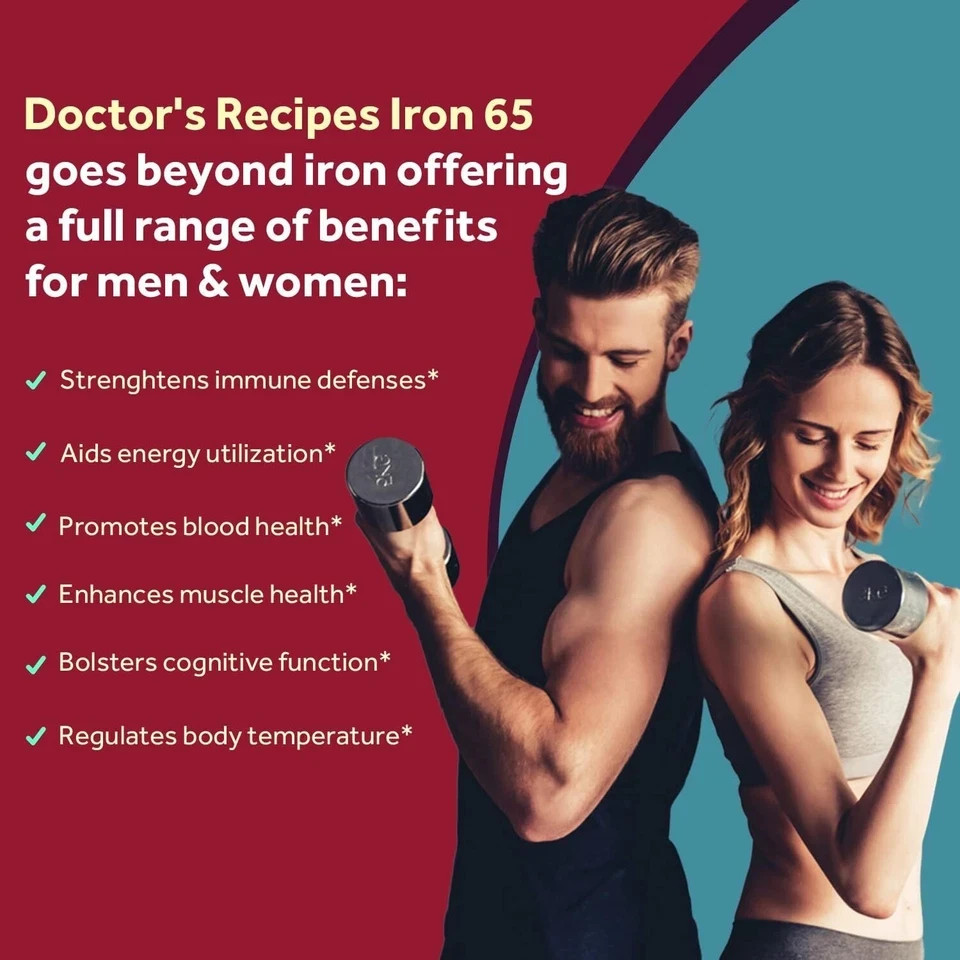 Doctor’s Recipes Iron Supplement 65 mg with Vitamin C – Maximized Absorption …