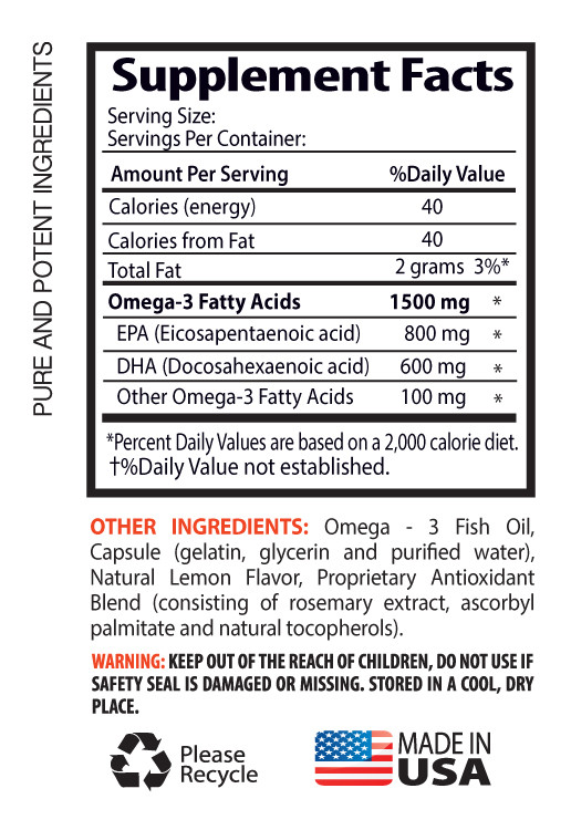 Omega-3 8060 Fish Oil Pharmaceutical Grade Supplement (3 Bottles 180 Softgels)