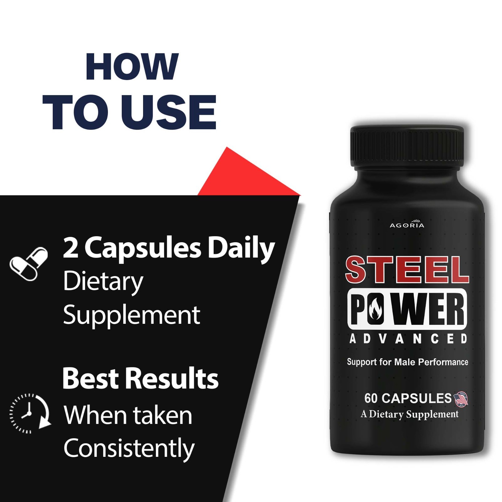 (5 Pack) Steel Power Pills for Men Performance , SteelPower Supplement Capsules