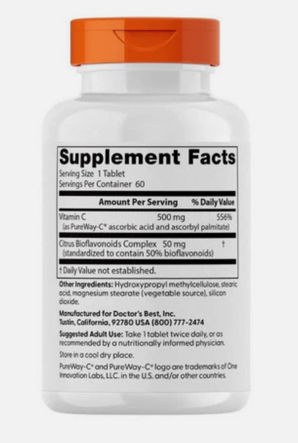 Doctor’s Best High Absorption Vitamin C 60 Tablets 500 Mg EXP 05/2026