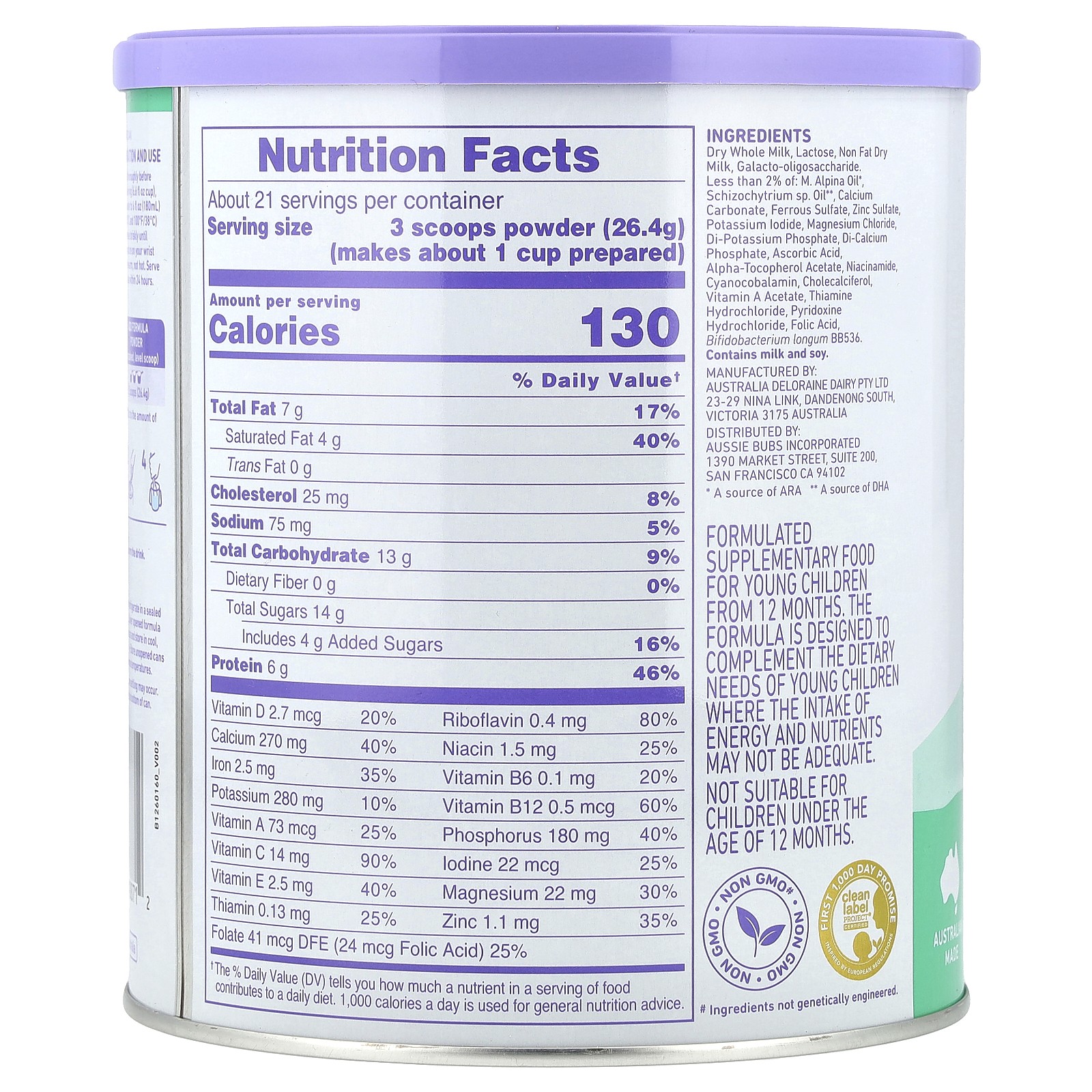 365 Day Grass Fed, Toddler Nutritional Drink Powder, 12-36 Months , 20 oz (567