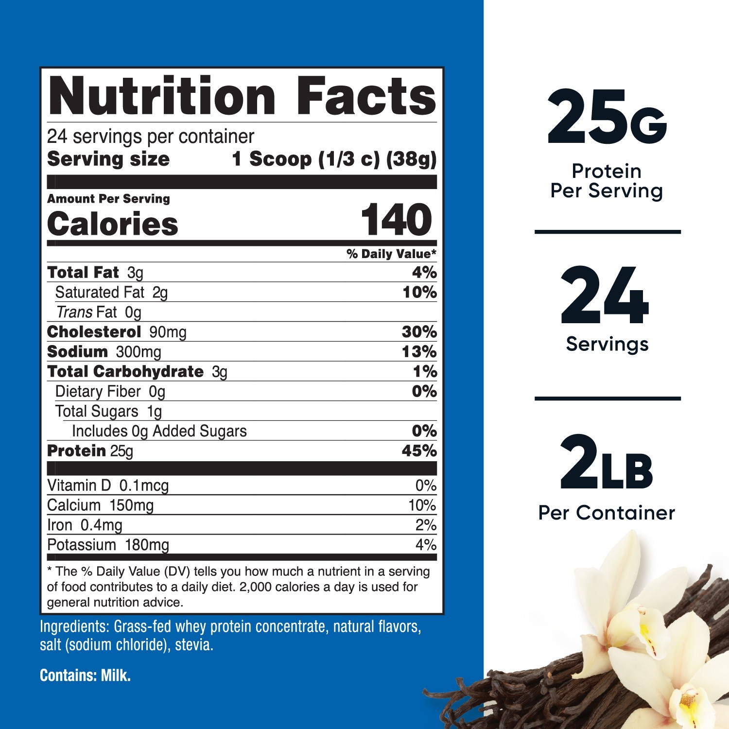Nutricost Grass-Fed Whey Protein Concentrate (Vanilla) 2LBS