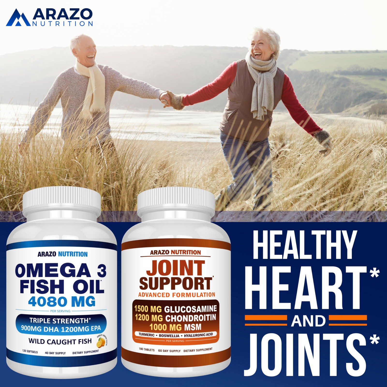 Arazo Nutrition Wild Caught Omega-3 Fish Oil 120 Count (Pack of 1), Yellow