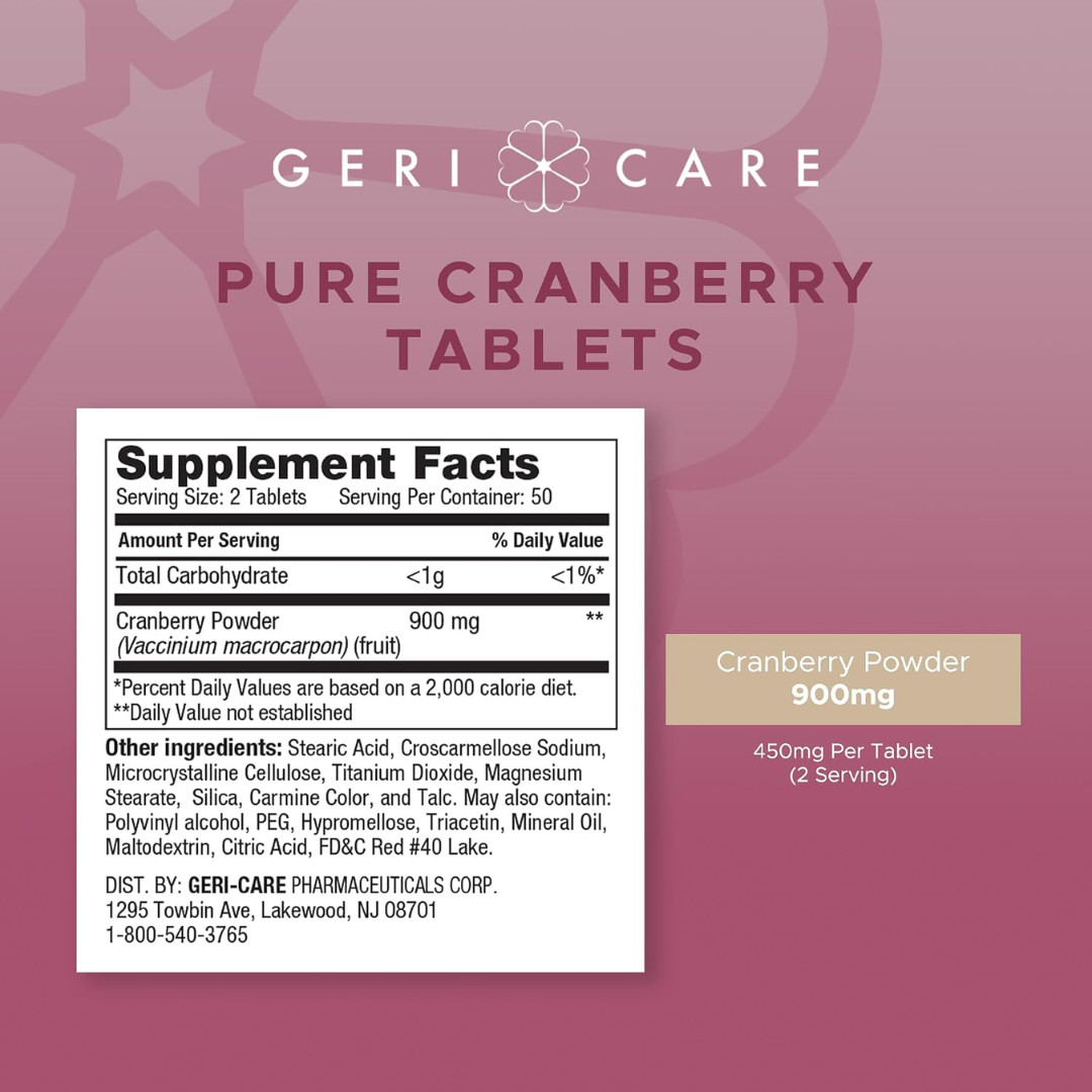 Geri-Care Cranberry 450 mg – 100 Tablets | Azo Cranberry (6 Pack) – 6-2027