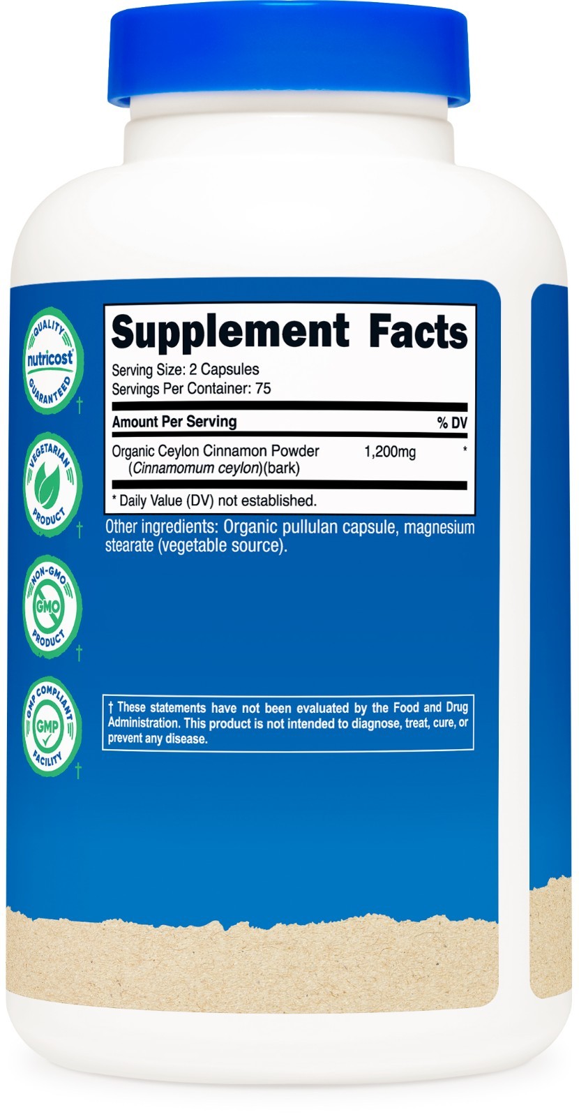 Nutricost Organic Cinnamon (Ceylon Cinnamon) 1,200mg Serving, 150 Capsules