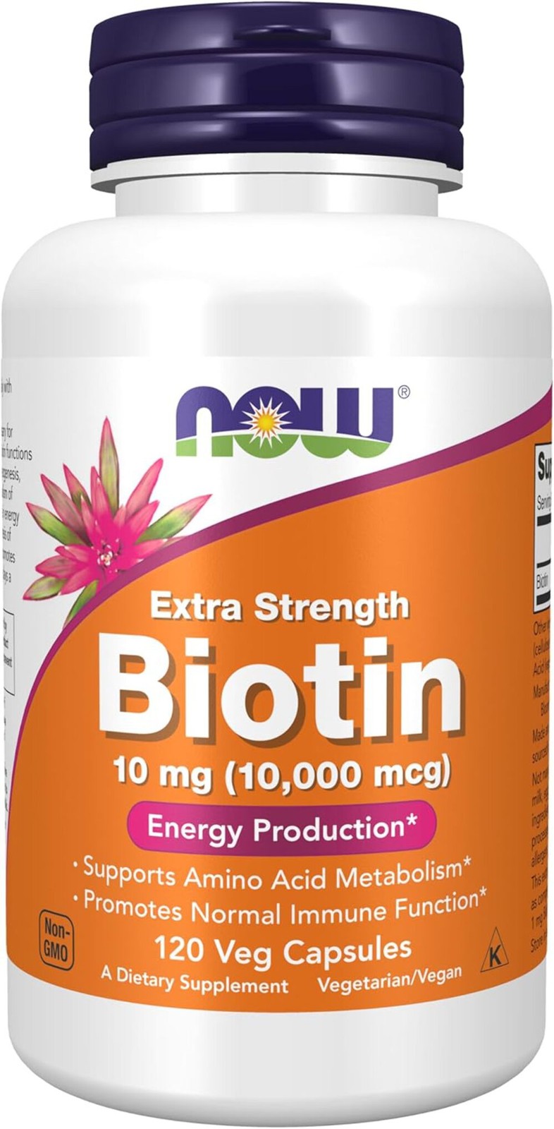 NOW Foods Supplements, Biotin 10 mg (10,000 mcg), Extra Strength, 120 Veg Caps