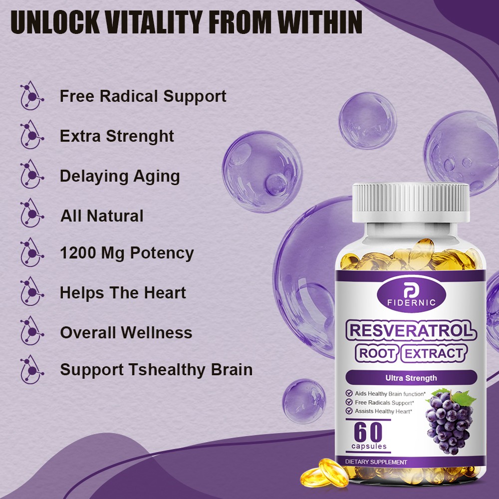 2 Bottle Resveratrol 1200mg 60ct Natural Antioxidant Supplement