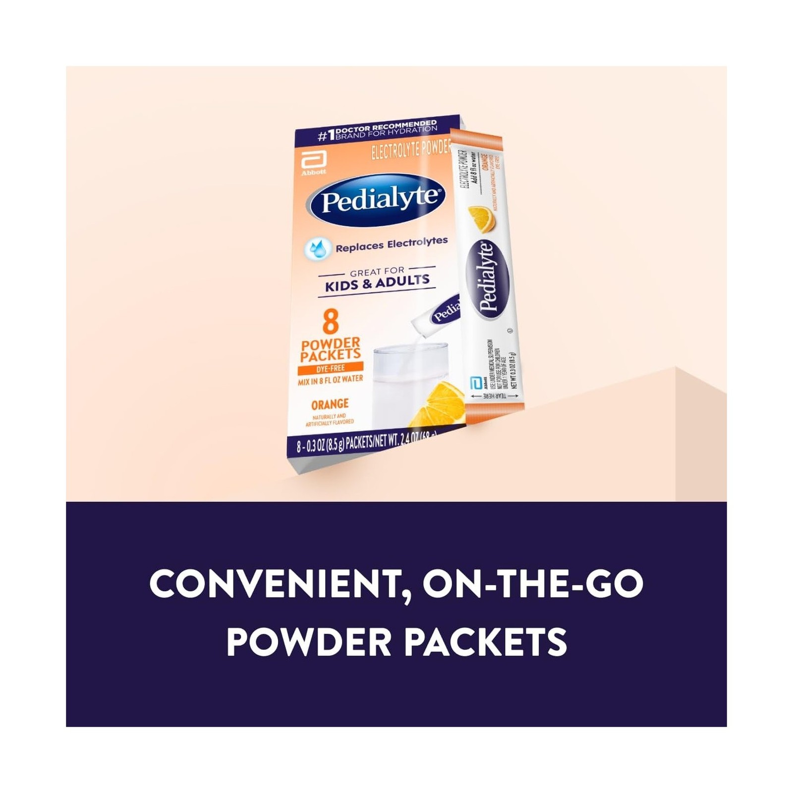 Pedialyte Electrolyte Powder, Hydration Drink for Kids & Adults, Orange, 100 …