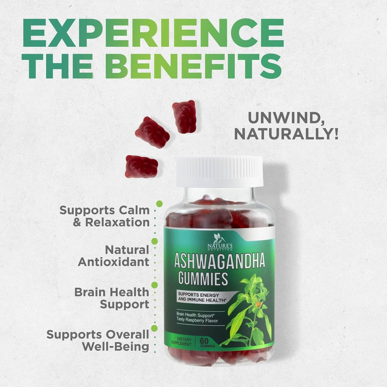 Ashwagandha Gummies for Women & Men, 3000Mg Equivalent, Vegan, Plant Based, Non-