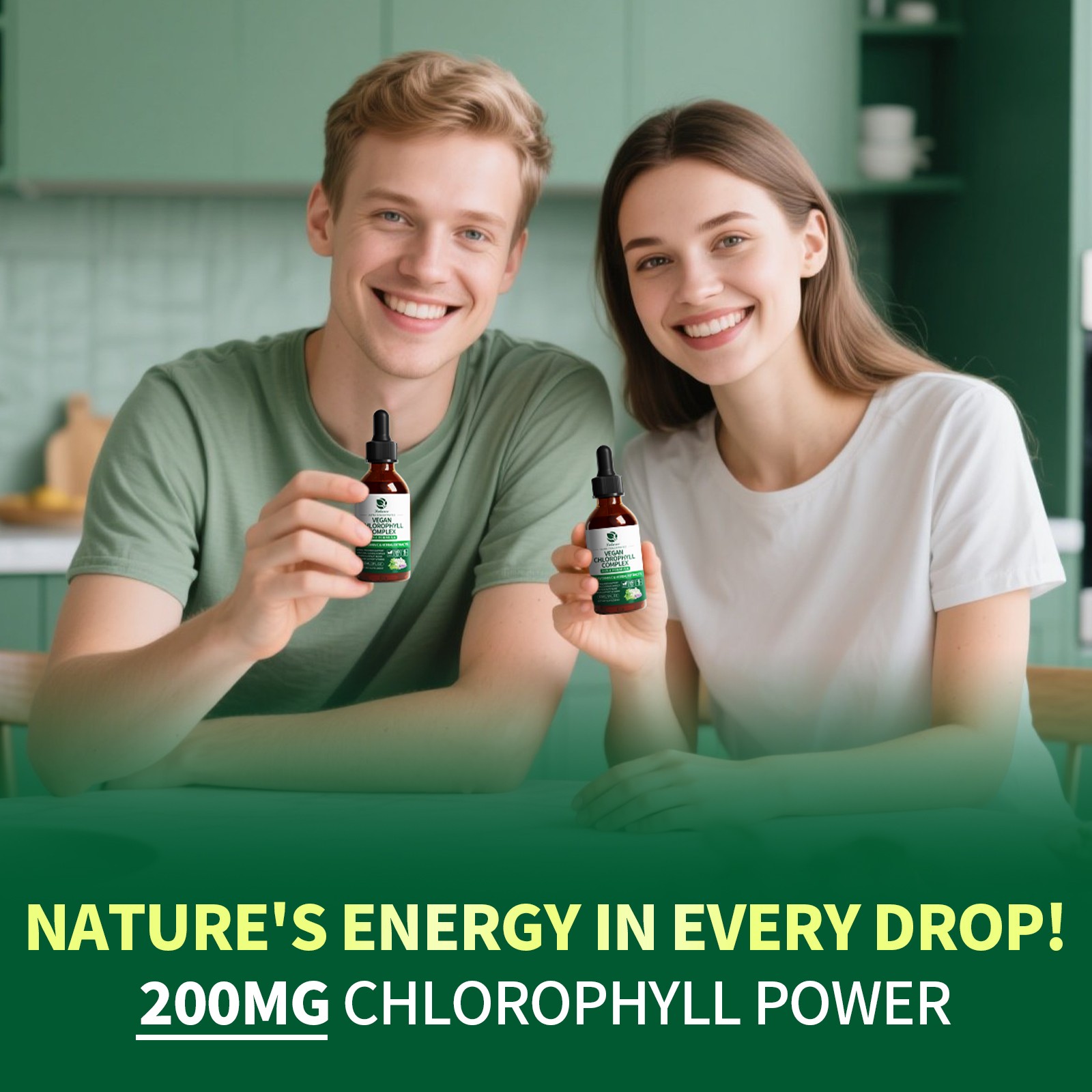 60ml Natural Peppermint Chlorophyll Liquid Drops Vegan Gluten Free Supplement