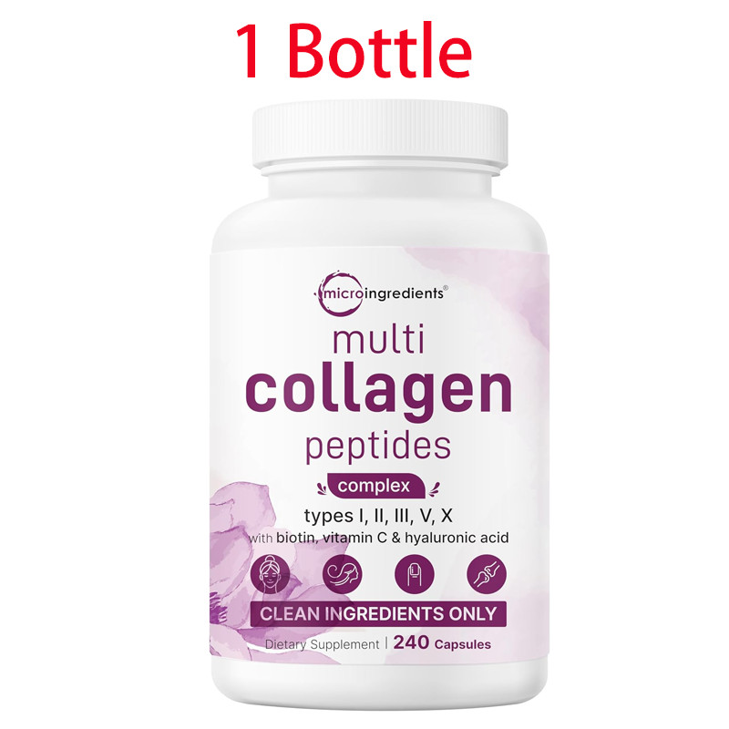 MicroIngredients Multi-Collagen Complex 240 Caps – Types I II III V X Hydrolyzed