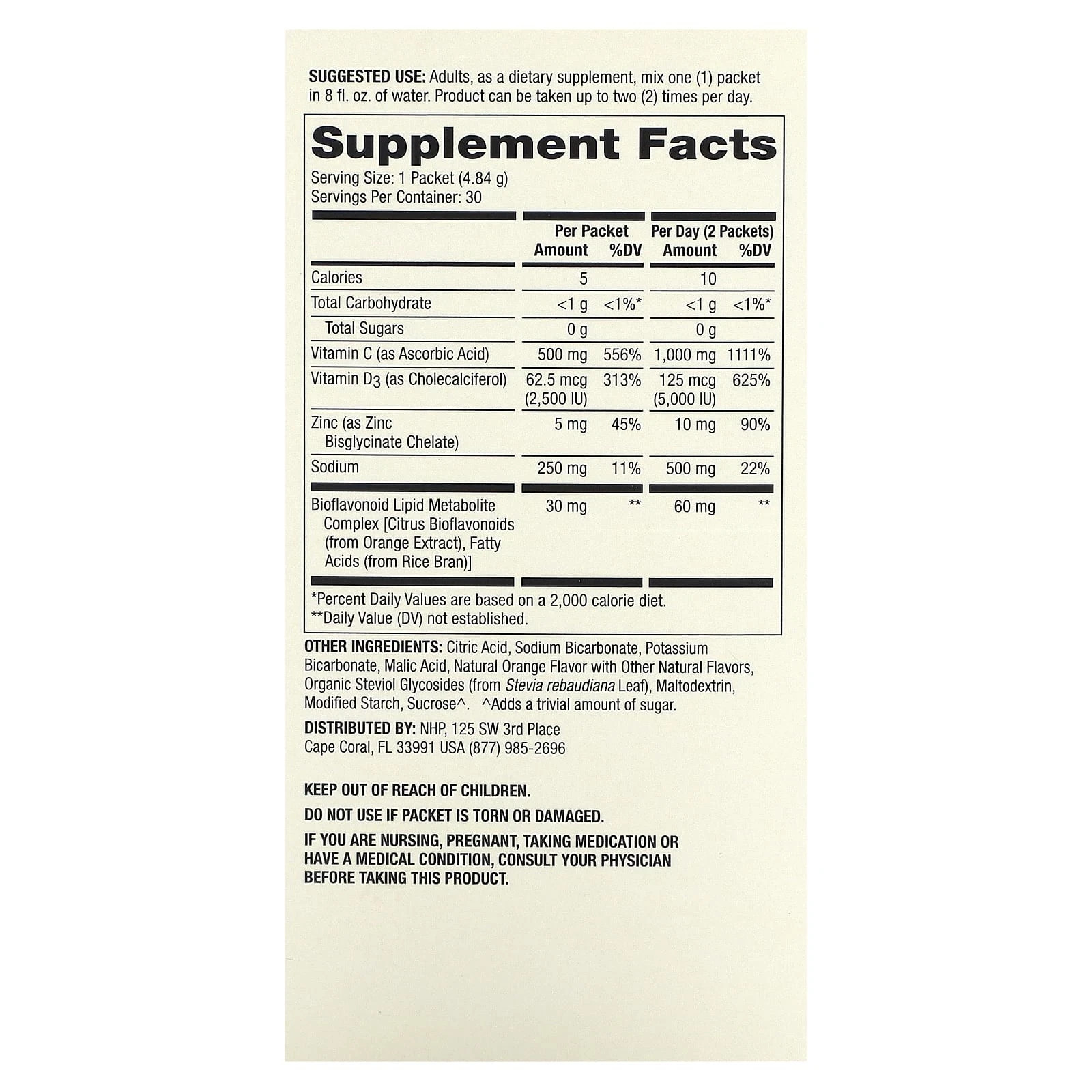 Dr. Mercola Vitamin C-PAK Natural Orange 30 Packets