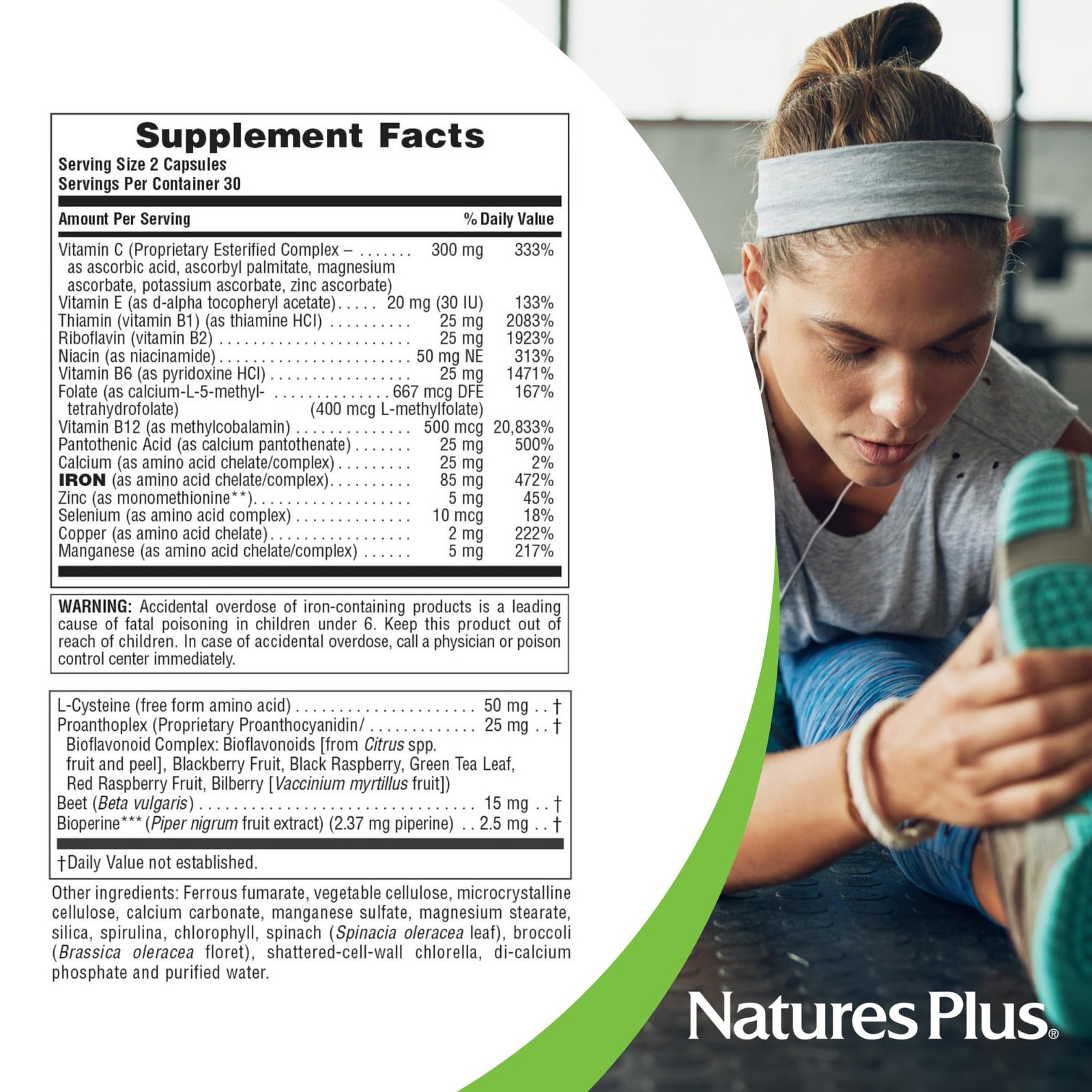 NaturesPlus Hema-Plex Iron – 60 Fast-Acting Capsules – 60 Count (Pack of 1)