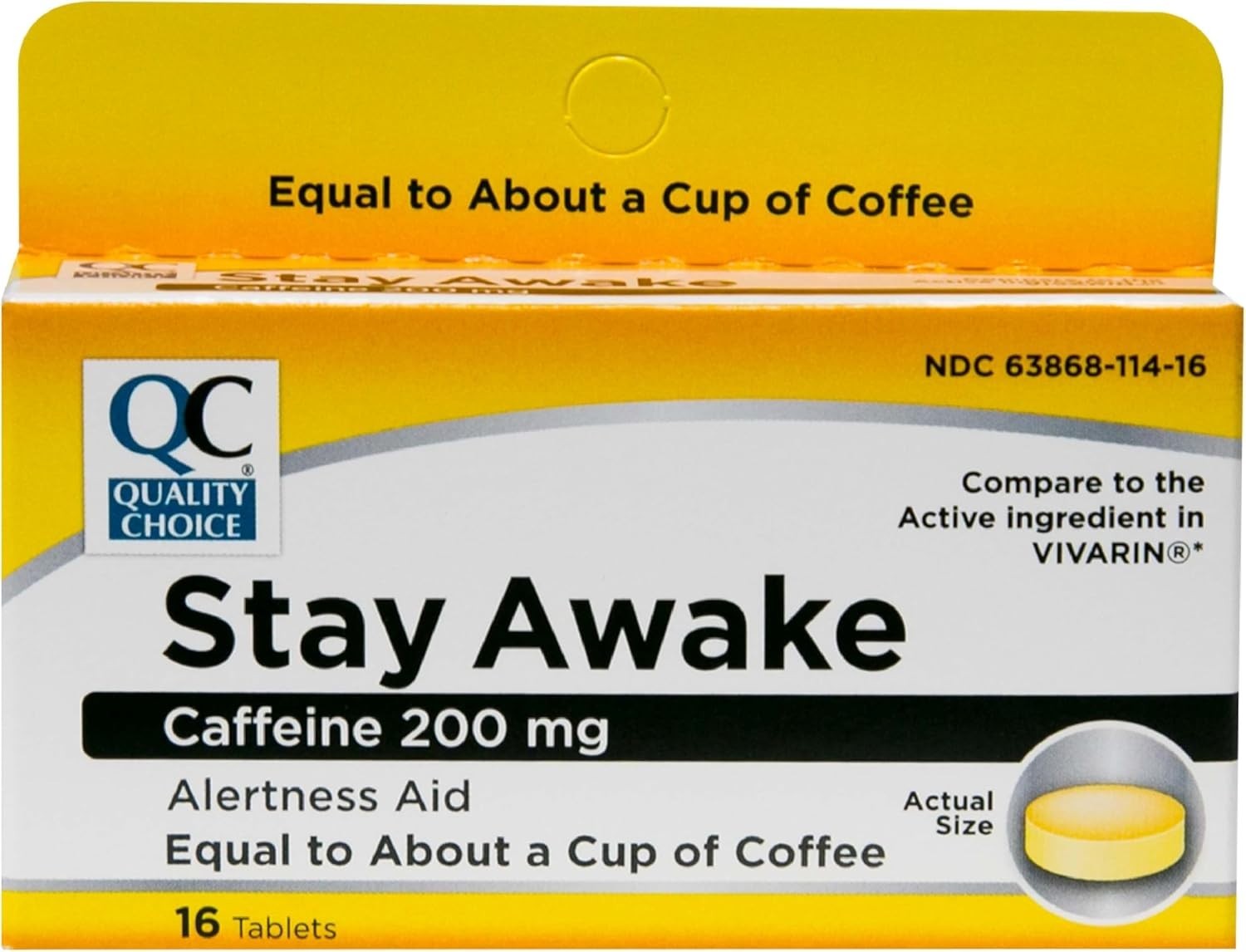 Stay Awake Caffeine Tablets – 200mg Per Tablet, 16 Count Pack of Energy Boost