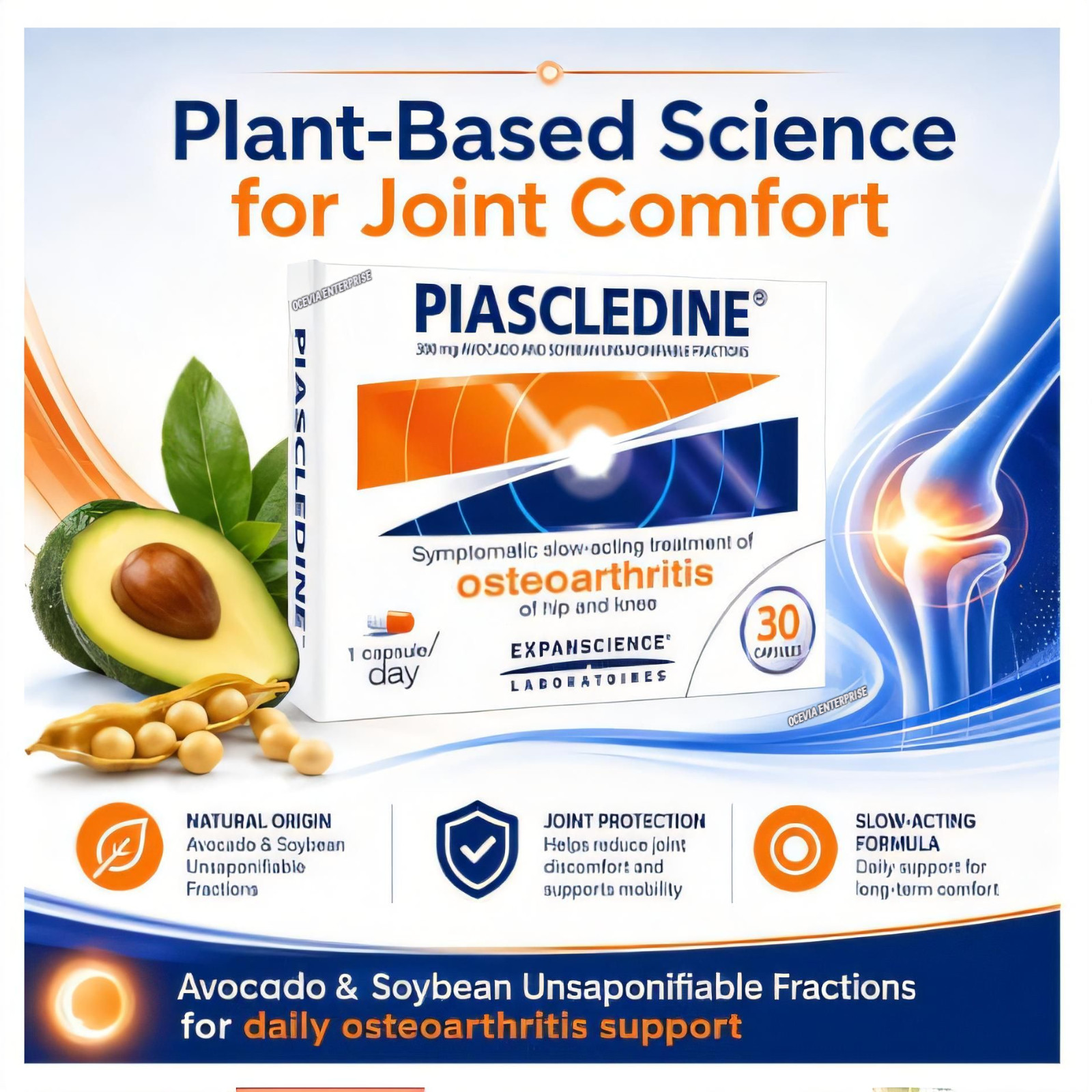 1 x New PIASCLEDINE 300mg Anti-rheumatic Osteoarthritis Joint-Pains 30 Capsules