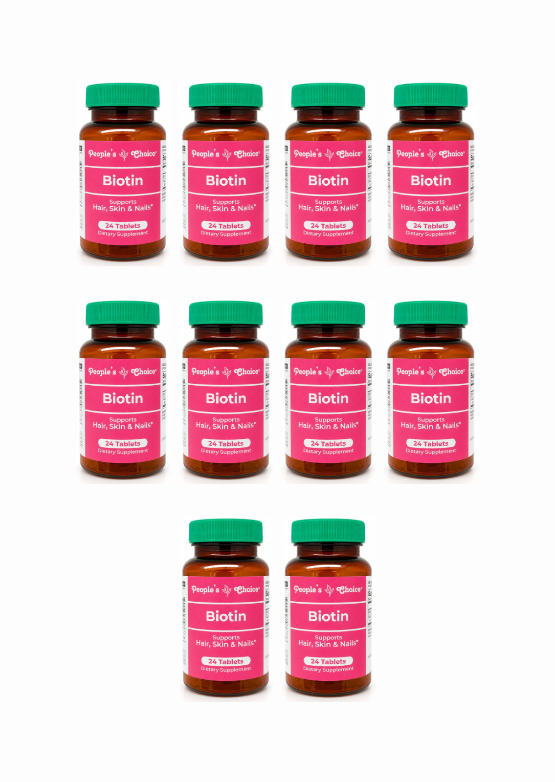 People’s Choice Biotin 24 Tablets 10 Pack Hair Skin & Nails Support