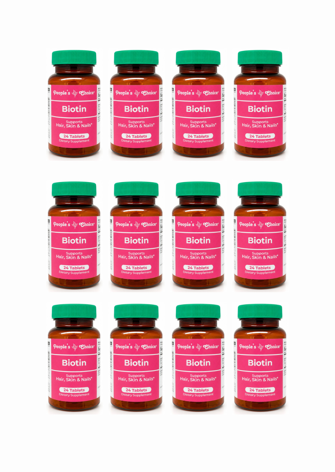 People’s Choice Biotin 24 Tablets 12 Pack Hair Skin & Nails Support