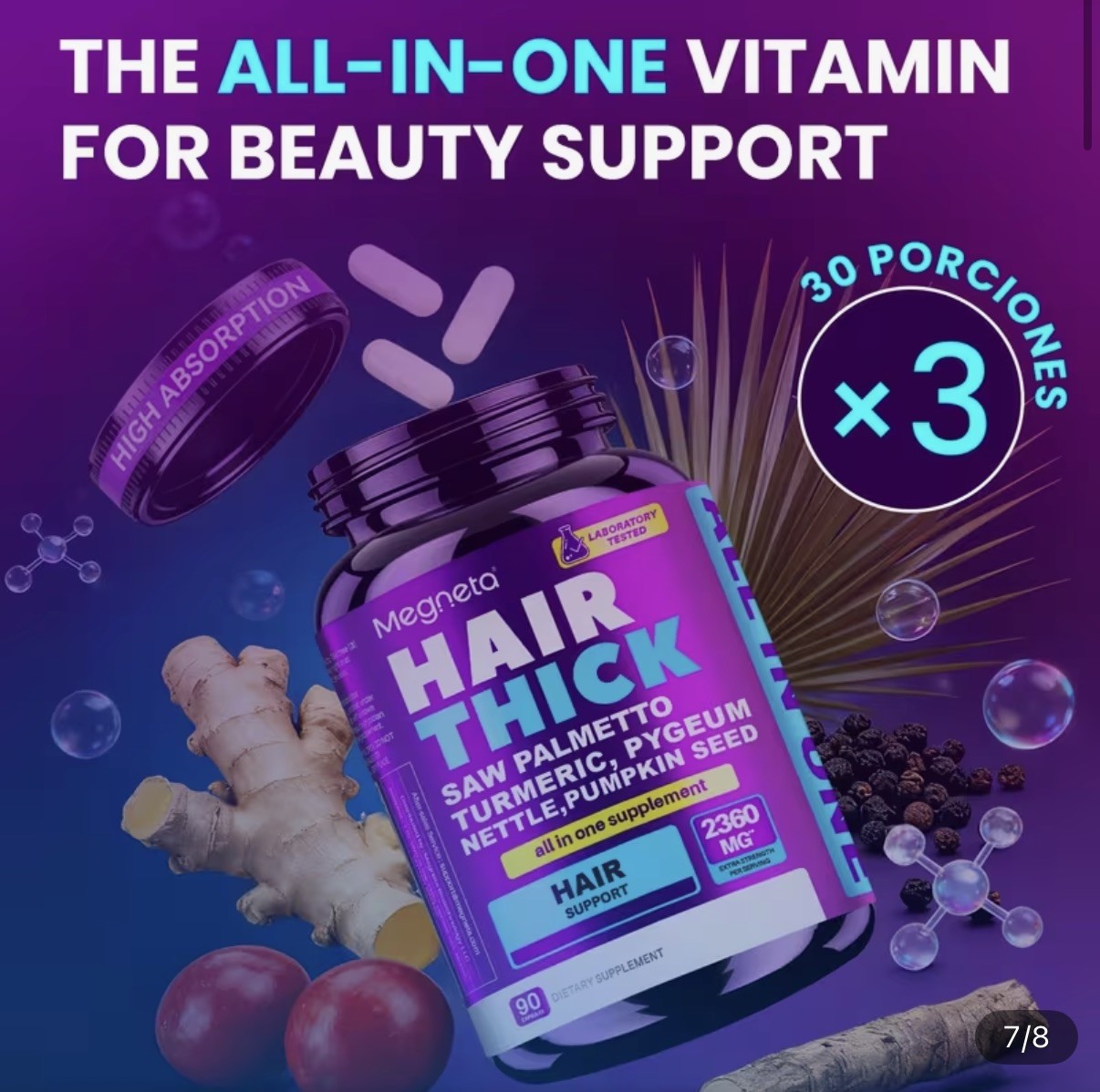 Hair Growth Supplement for Women & Men | Biotin Collagen Keratin | 90 Capsules