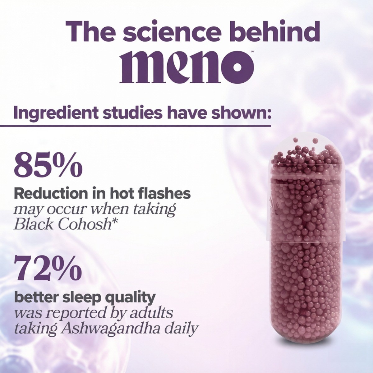 MENO Menopause Vitamins, Hormone Free Support for Hot Flashes & Mood, 60 Caps