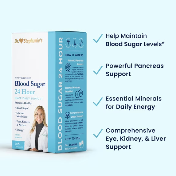 Pharmaganics Dr. Stephanie’s Blood Sugar 24 Hour 6 in 1 Formula | 60 Capsules