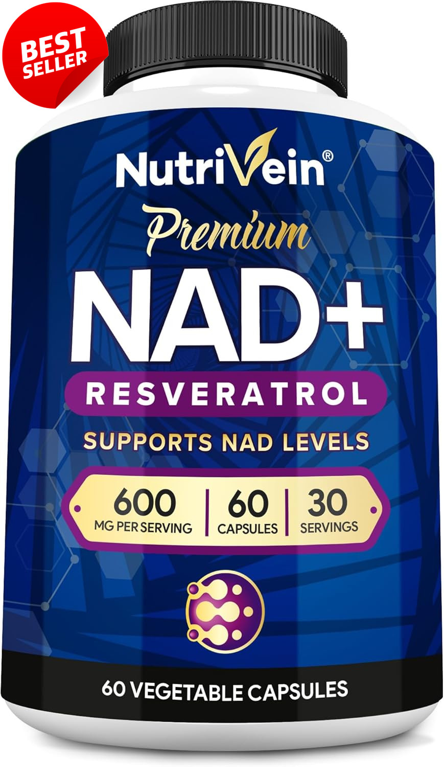Premium NAD Resveratrol Supplement 600mg 60 Capsules for Energy Cognition US