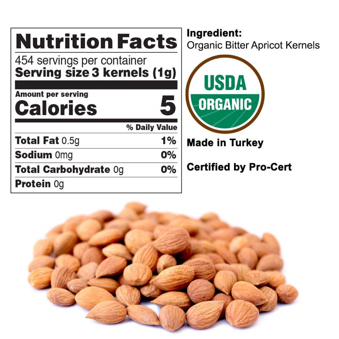 Bitter Apricot Kernels 1LB-100% USDA Certified Organic Bitter Apricot Seeds Free