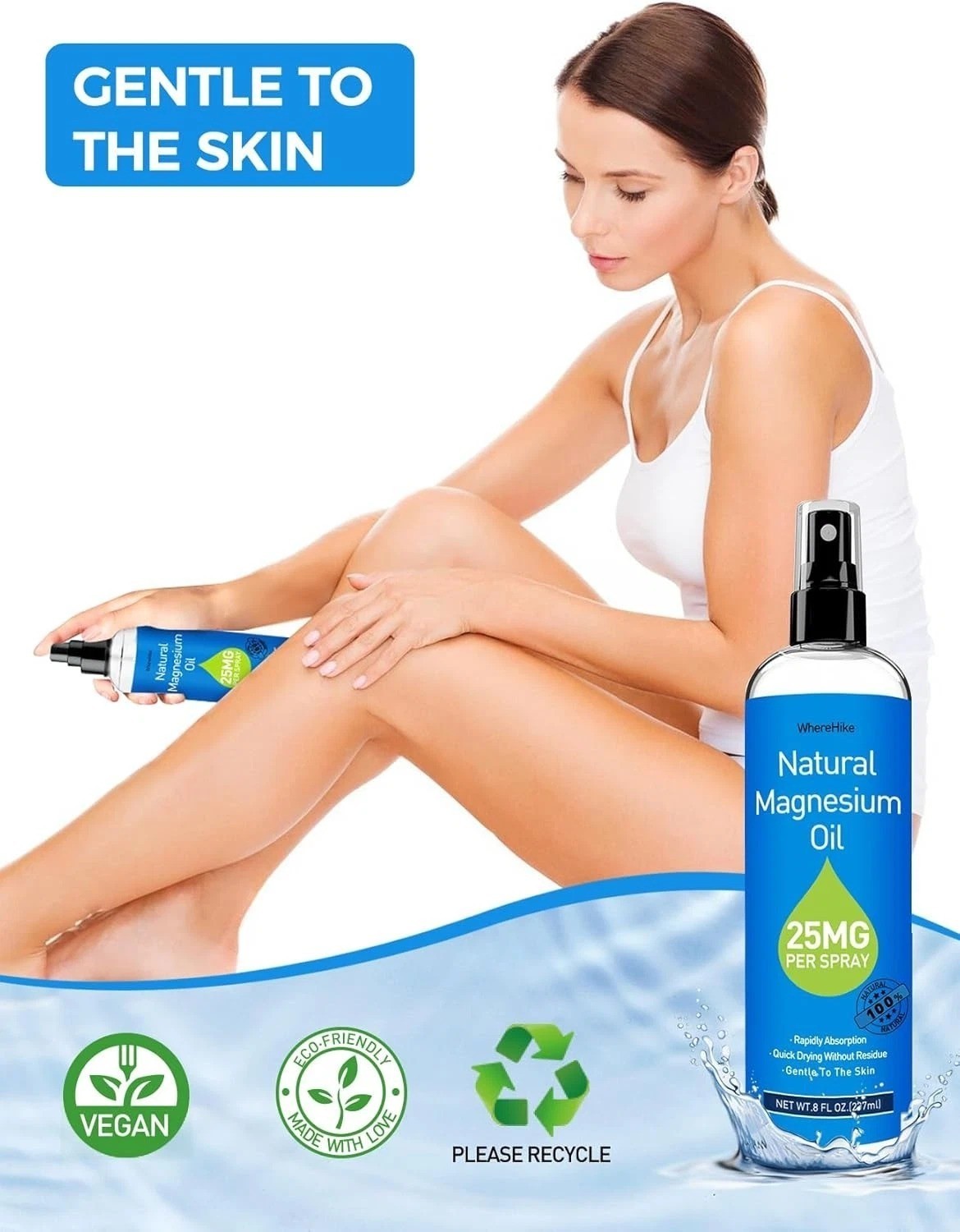 Magnesium Oil Spray – For Feet, Sleep & Muscle Relief, Vanilla/Lavender/Natural.