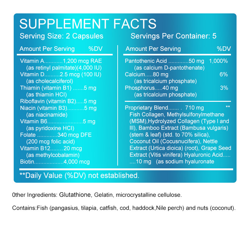 1/2/4Bottles Multi Collagen Peptides-Type I,II,III,V,X Anti-Aging Collagen Pills
