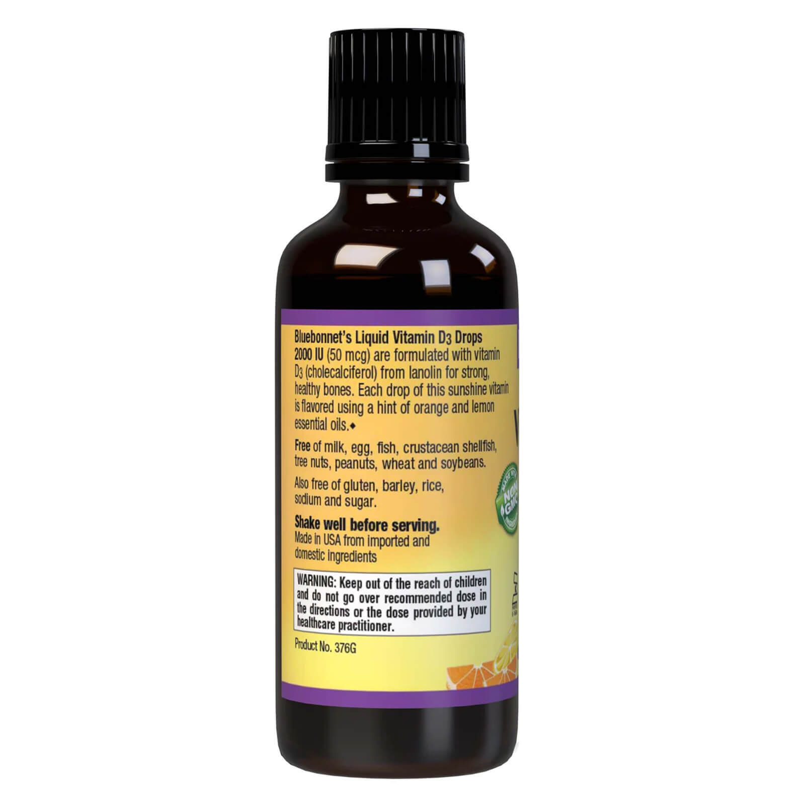 Bluebonnet Liquid Vitamin D3 Drops 50 Mcg 2000 IU Citrus 1 fl oz