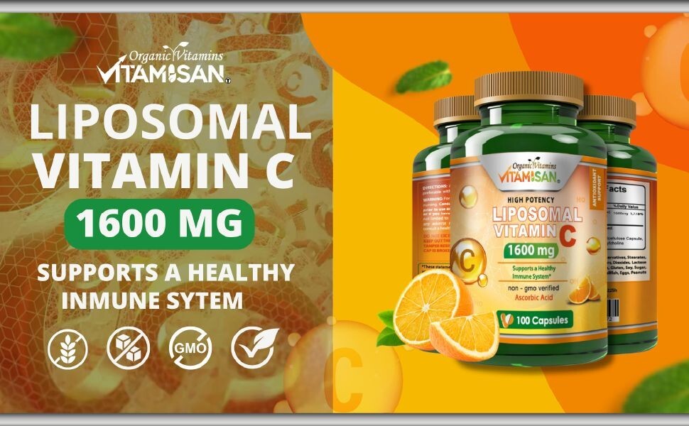 Pure Vitamin C 1600mg 100 capsules Boosts Immune System Organic vitamins VItamis
