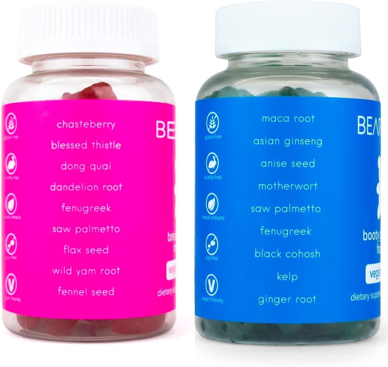 Bearvana Gummies Bundle 2 Pack Berry Top Support + Peach Gains 60 Ct
