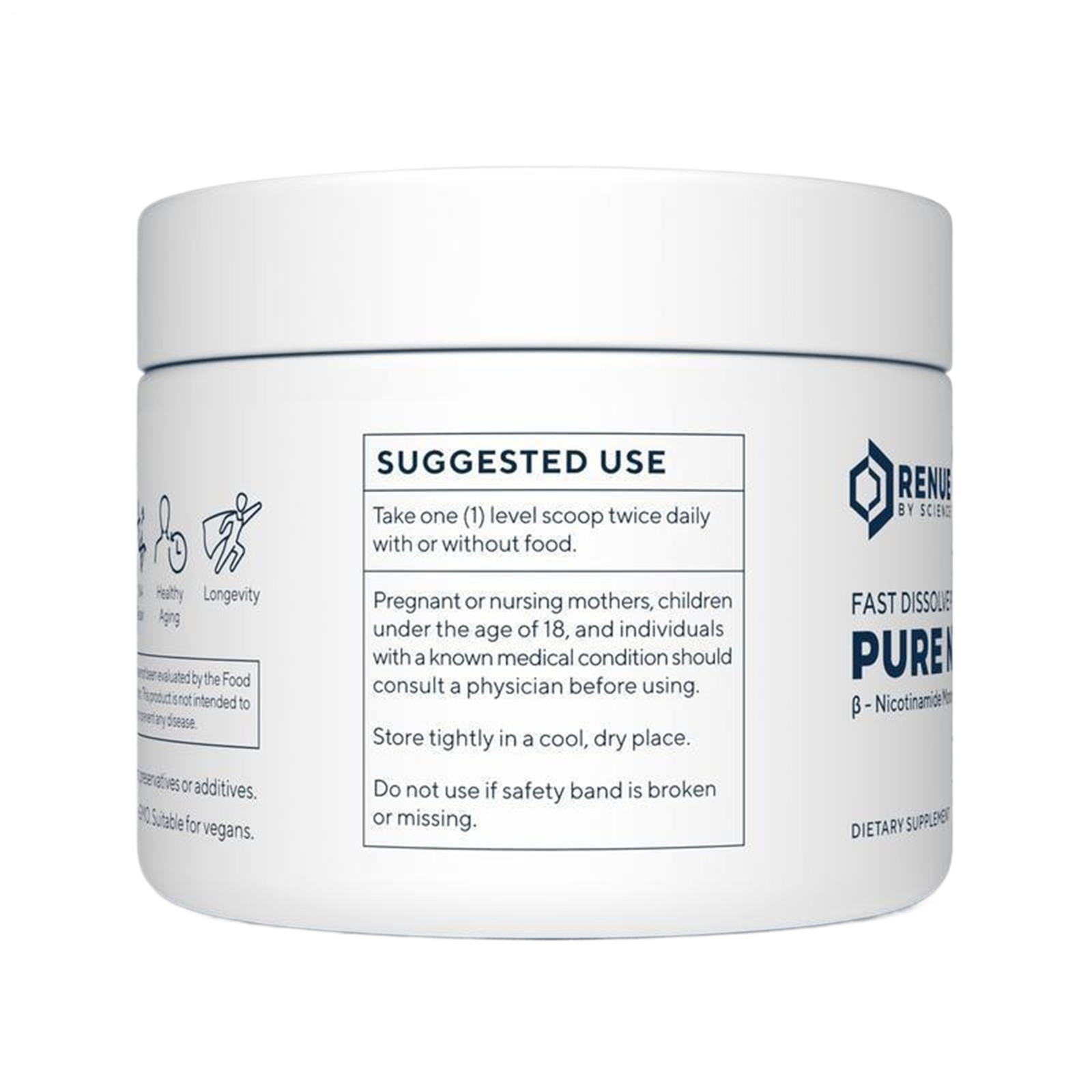 Renue By Science PURE Powder 100 Gram Jar Nicotinamide Supplement NEW SEALED