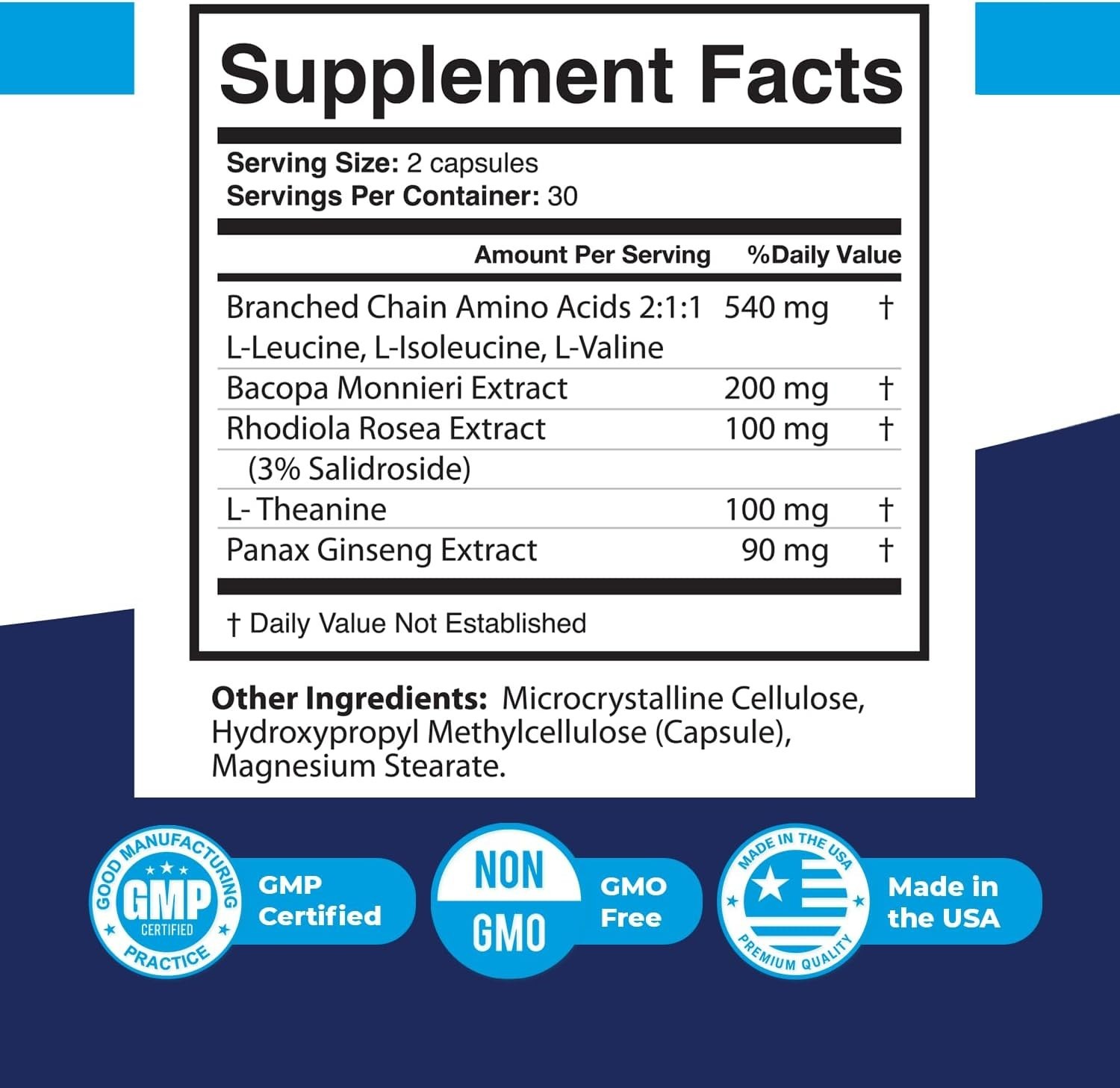 Nature’s NutriWave Braincept – Bacopa, Ginseng & L-Theanine – 60 Vegan Capsules