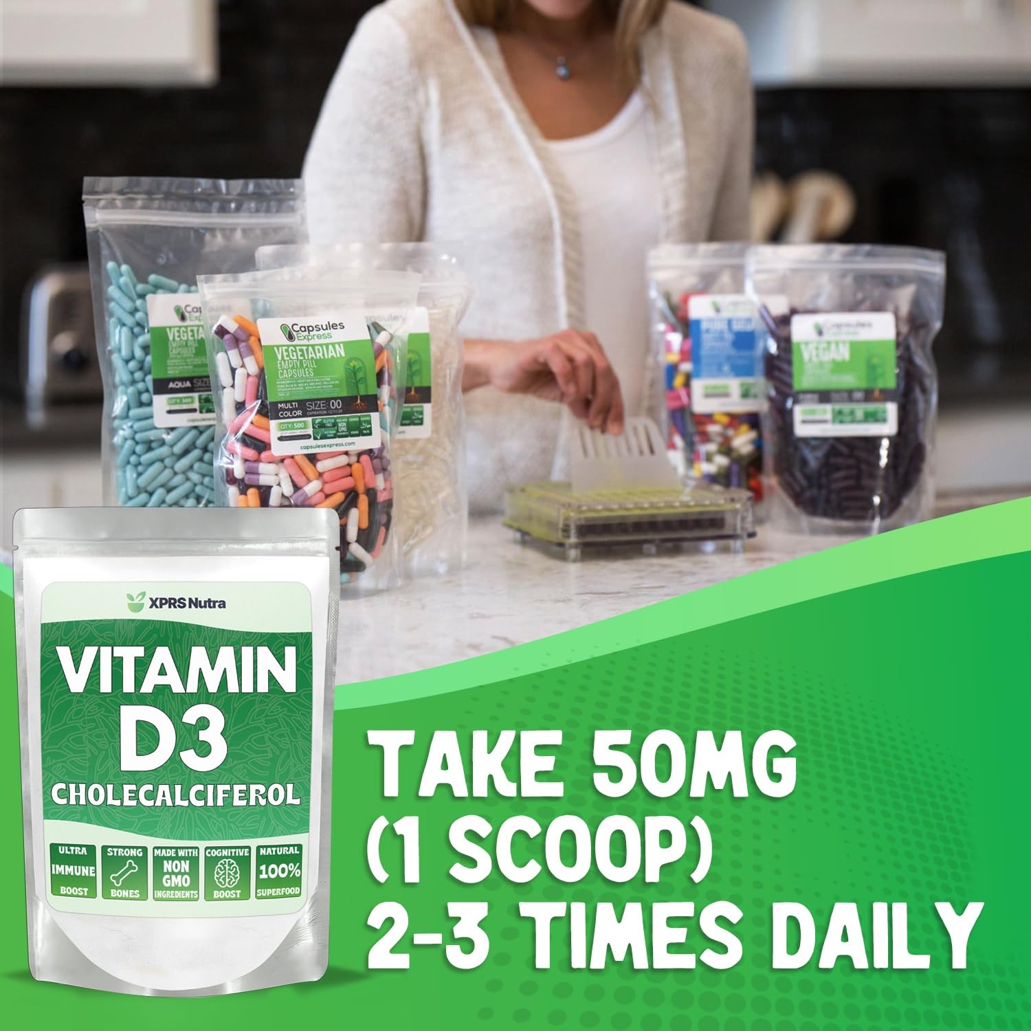 XPRS Nutra Vitamin D3 Powder (Cholecalciferol) – 4 Ounce (Pack of 1)