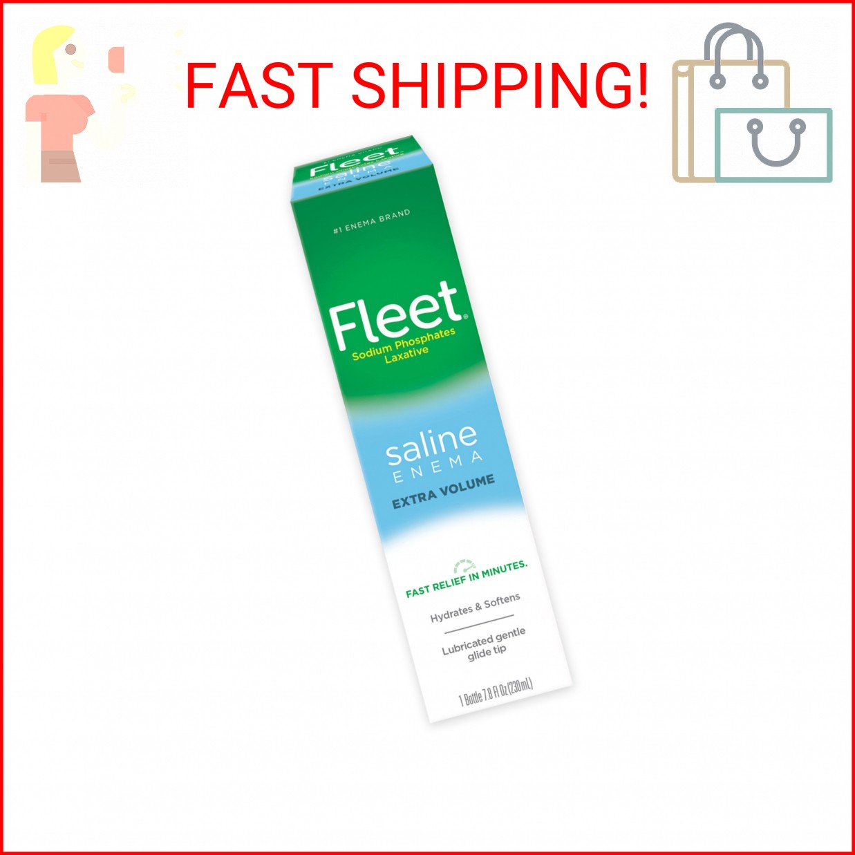 Fleet Saline Laxative Enema, (Packaging May Vary), 7.8 Fl.Oz