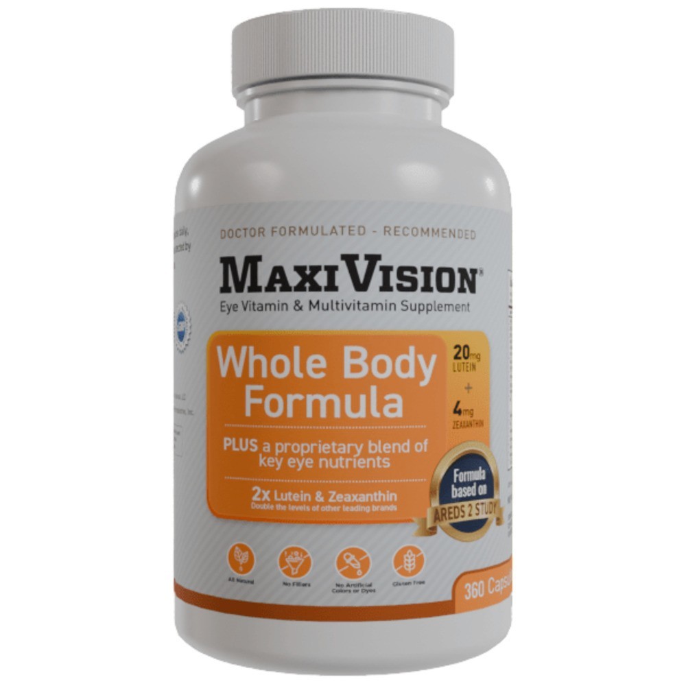 MaxiVision AREDS 2 Whole Body Formula 360 Caps Lutein Zeaxanthin Eye Vitamin