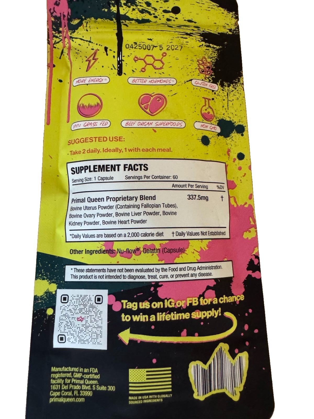 Primal Queen Beef Organ Supplement for Women 60ct – 1 MONTH SUPPLY!