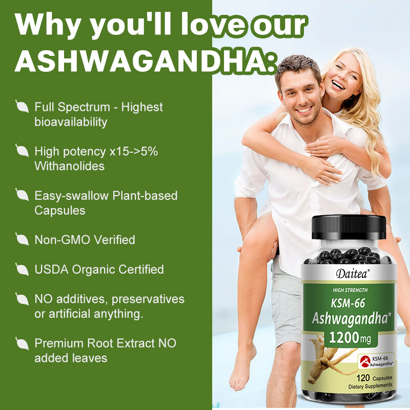 KSM-66 Ashwagandh 1200mg 60/120 Caps Energy, Anxiety Relief, Relaxation