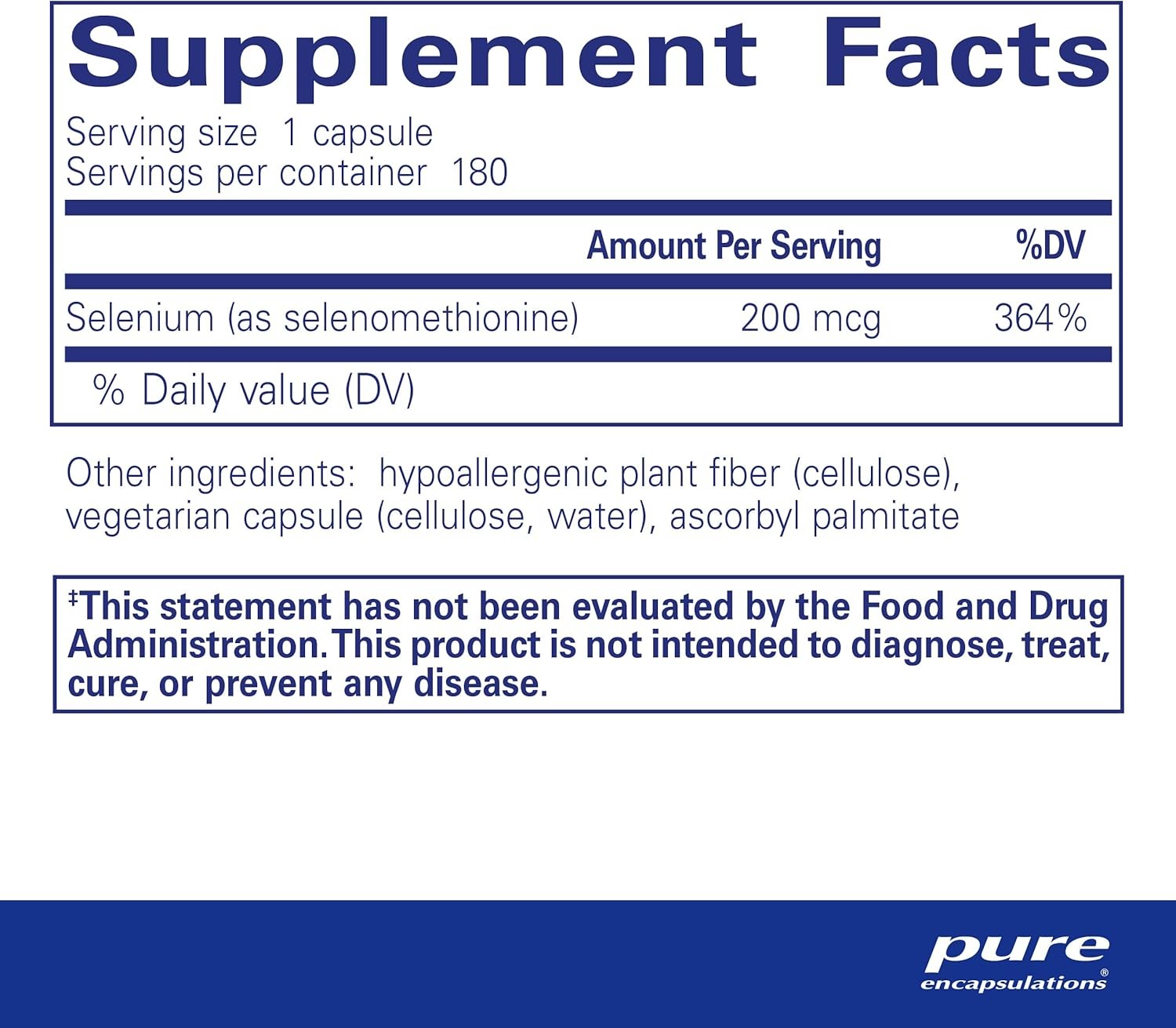 Pure Encapsulations Selenium – 200 mcg – for Healthy 180 Count (Pack of 1)