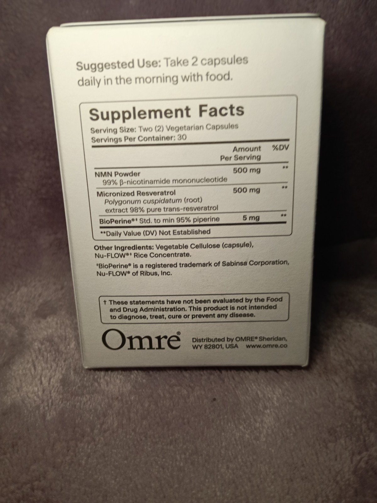 NAD+ Support NMN+ Reseratrol 60 Capsules