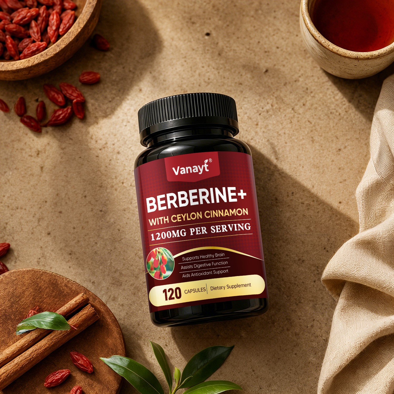 Berberine 1200mg High Absorption Capsules Metabolic & Immune Support 120 Ct