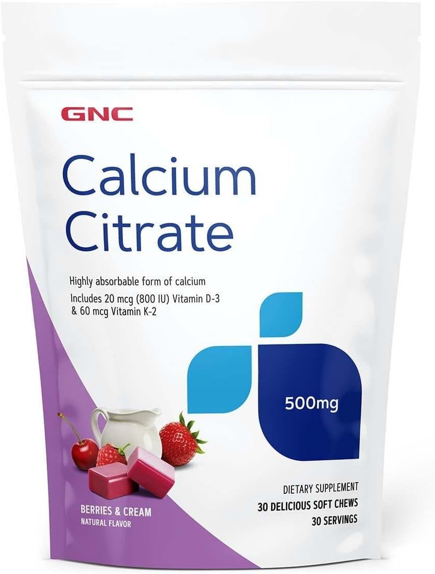 30 Count Calcium Citrate 500mg Chewables – Taste the Difference for Strong Bones