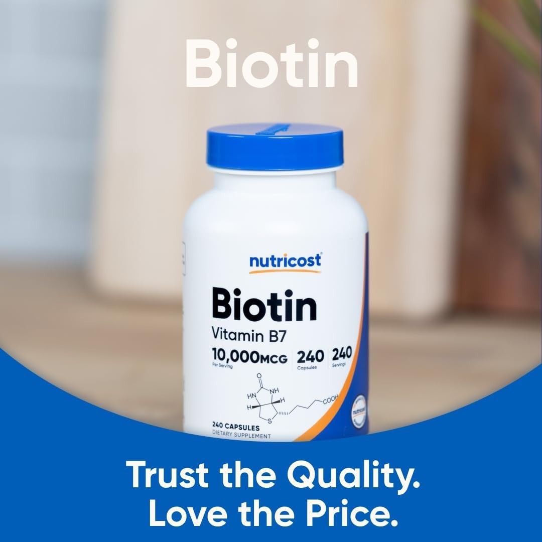 Biotin Vitamin B7 10,000mcg 10mg Vitamin Supplement, 240 Capsules – Vegetaria…