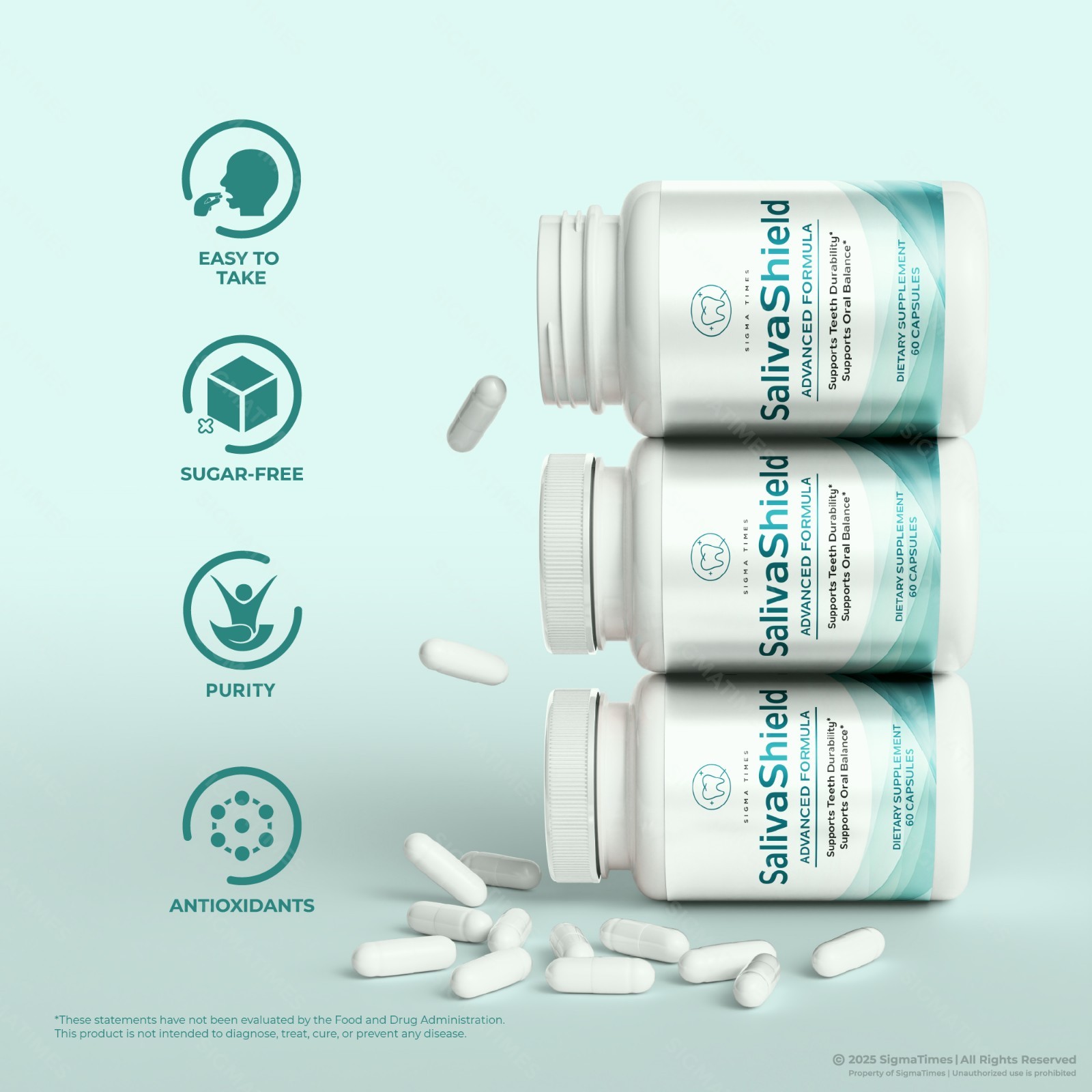 Saliva Shield Capsules – Oral Supplement for Teeth & Gums Health Support -3 Pack