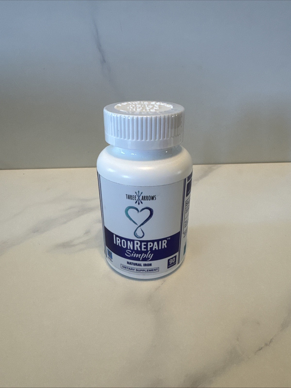 Iron Repair Simply Natural Iron Supplement 90 Capsules Three Arrows Exp 10/2026