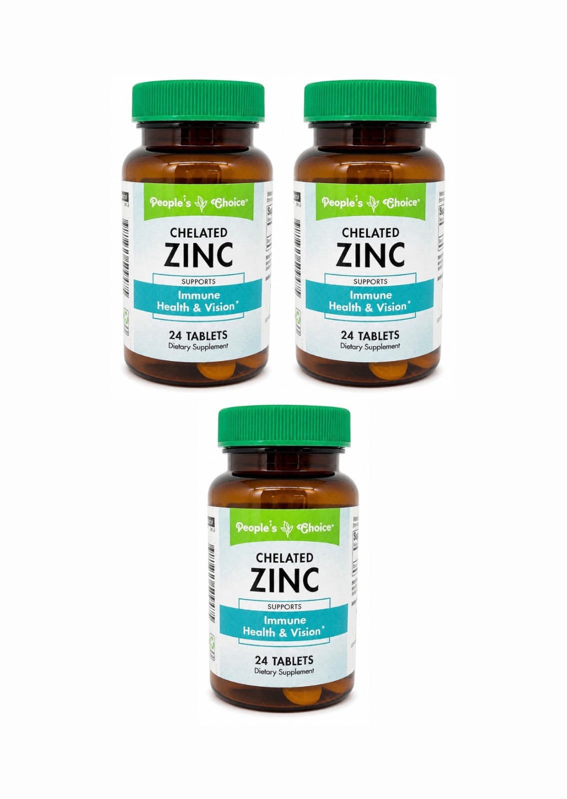 People’s Choice Chelated Zinc 24 Tablets 3 Pack Immune Health & Vision